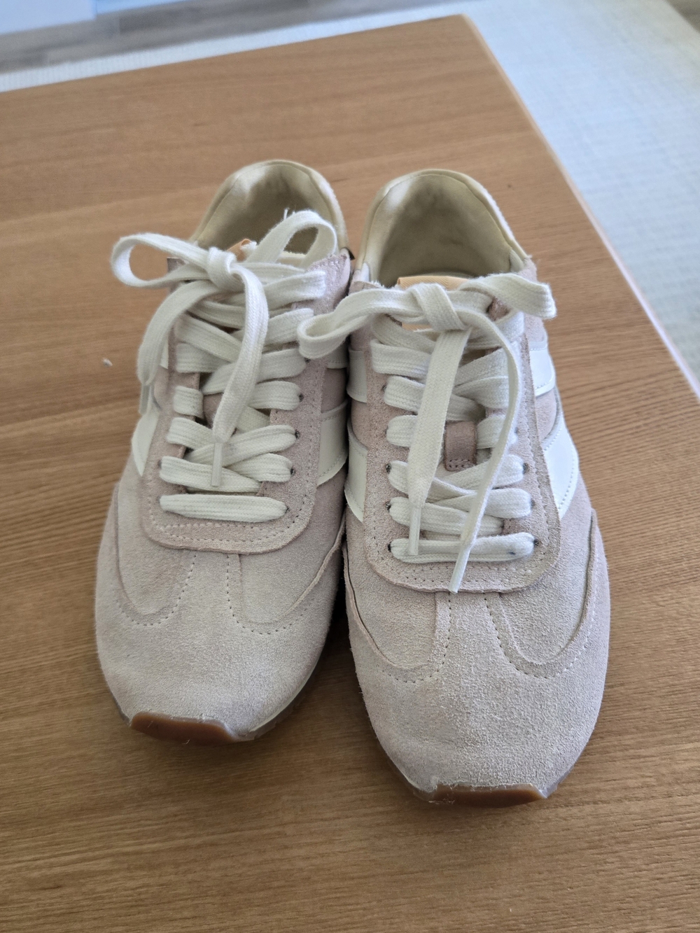 Vince Blush Suede Lace-Up Sneakers with White Stripes